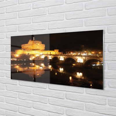 Tableaux sur verre acrylique Ponts rome rivière nuit
