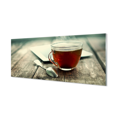 Tableaux sur verre acrylique Faire chauffer une cuillère à café de thé