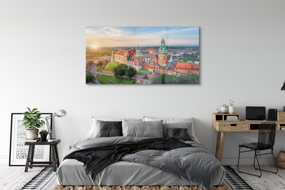 Tableaux sur verre acrylique Sunrise panorama du château de cracovie