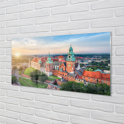 Tableaux sur verre acrylique Sunrise panorama du château de cracovie