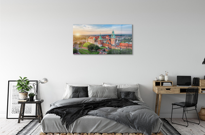 Tableaux sur verre acrylique Sunrise panorama du château de cracovie
