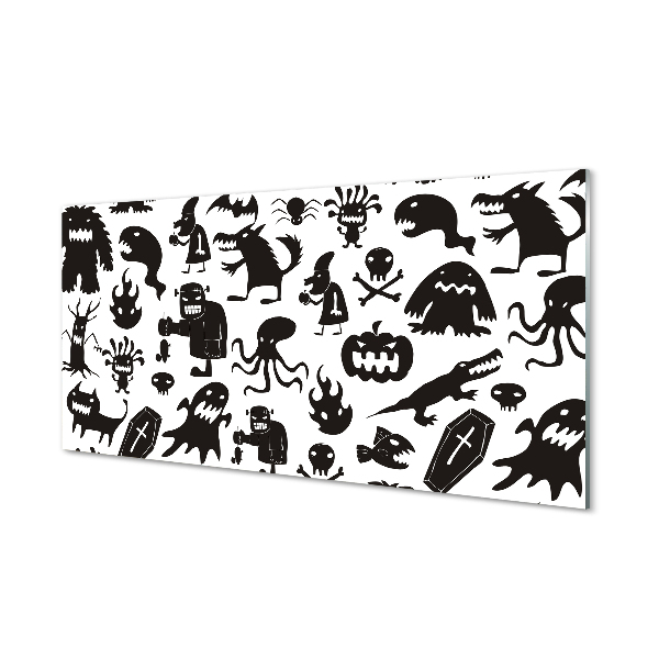 Tableaux sur verre acrylique Fond blanc créatures noires