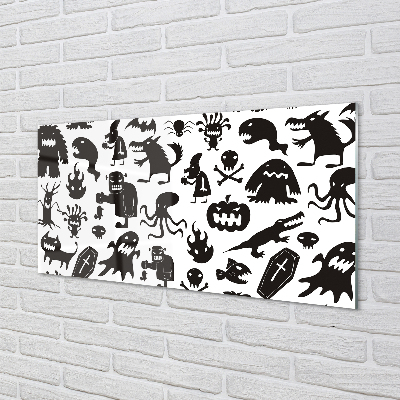 Tableaux sur verre acrylique Fond blanc créatures noires