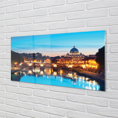 Tableaux sur verre acrylique Rome ponts de la rivière sunset