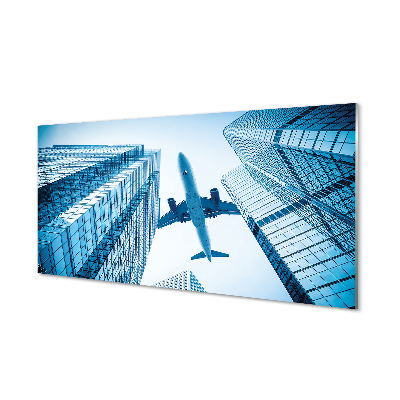 Tableaux sur verre acrylique Bâtiments ciel avion