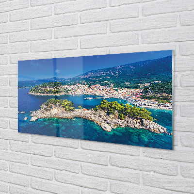 Tableaux sur verre acrylique Ville de la mer panorama grèce