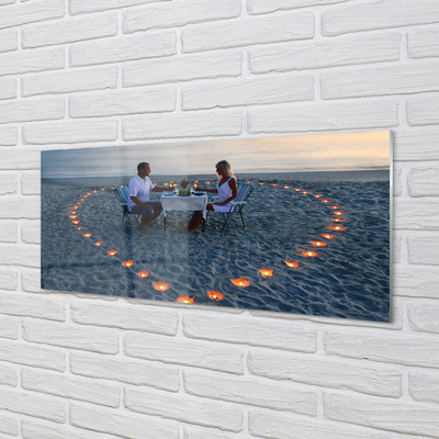 Tableaux sur verre acrylique Coeur avec une paire de bougies mer