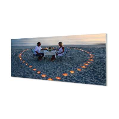 Tableaux sur verre acrylique Coeur avec une paire de bougies mer