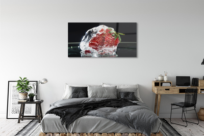 Tableaux sur verre acrylique Fraises dans le cube de glace