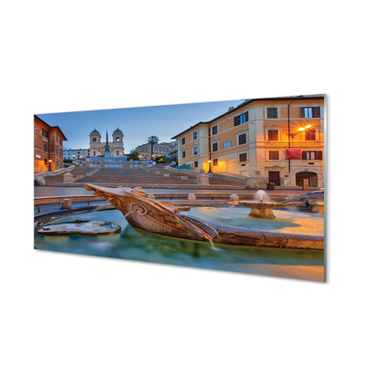 Tableaux sur verre acrylique Rome bâtiments fontaine sunset