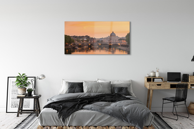Tableaux sur verre acrylique Rome rivière sunset bâtiments ponts