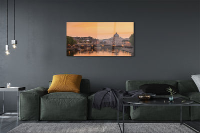 Tableaux sur verre acrylique Rome rivière sunset bâtiments ponts