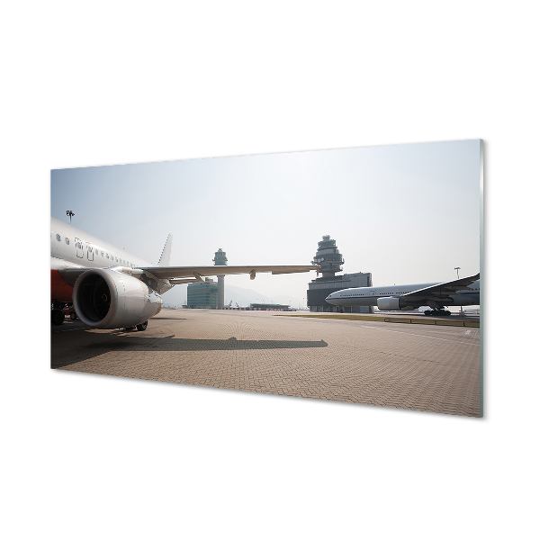 Tableaux sur verre acrylique Bâtiments du ciel de l'aéroport d'avions