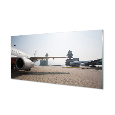 Tableaux sur verre acrylique Bâtiments du ciel de l'aéroport d'avions