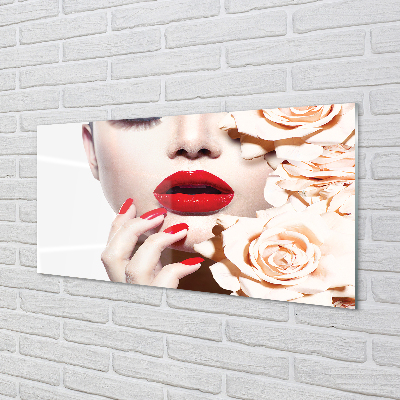 Tableaux sur verre acrylique Roses rouges lèvres femme
