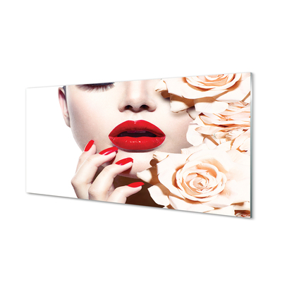 Tableaux sur verre acrylique Roses rouges lèvres femme