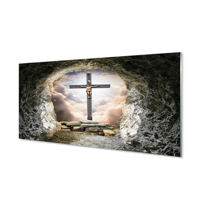 Tableaux sur verre acrylique Cave croix lumière jésus