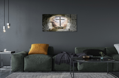 Tableaux sur verre acrylique Cave croix lumière jésus