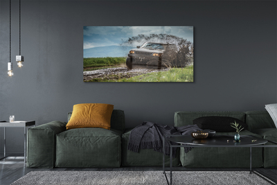 Tableaux sur verre acrylique Montagnes auto terrain nuages