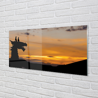 Tableaux sur verre acrylique Dragon ciel coucher de soleil