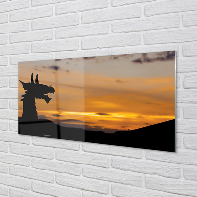Tableaux sur verre acrylique Dragon ciel coucher de soleil