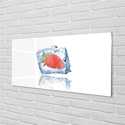 Tableaux sur verre acrylique Cube de glace aux fraises