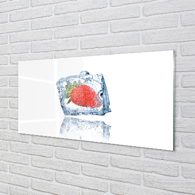 Tableaux sur verre acrylique Cube de glace aux fraises