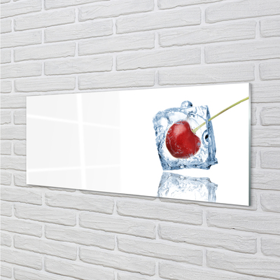 Tableaux sur verre acrylique Cerise cube de glace