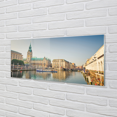 Tableaux sur verre acrylique Allemagne hambourg cathédrale rivière