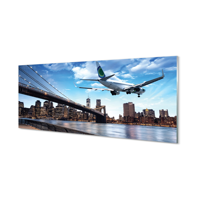 Tableaux sur verre acrylique Nuages ​​avion ville