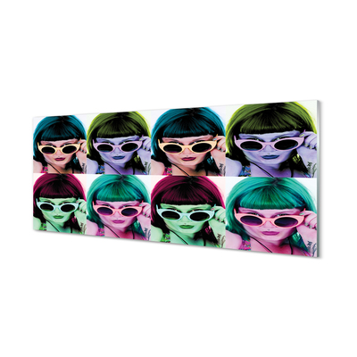 Tableaux sur verre acrylique Cheveux féminins lunettes de couleur
