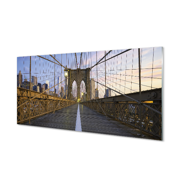 Tableaux sur verre acrylique Gratte-ciel coucher de pont