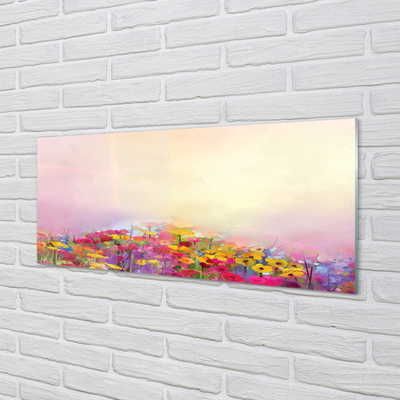 Tableaux sur verre acrylique Image ciel fleurs