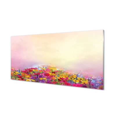 Tableaux sur verre acrylique Image ciel fleurs
