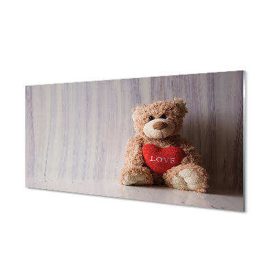 Tableaux sur verre acrylique Coeur ours en peluche