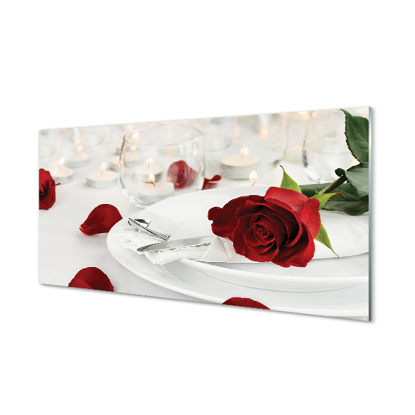Tableaux sur verre acrylique Bougies roses dîner