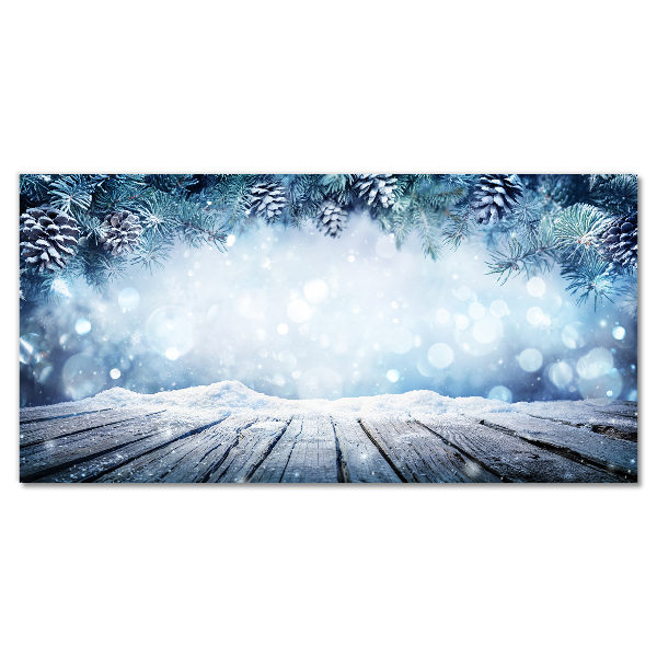 Image sur verre acrylique Arbre de Noël de neige d'hiver