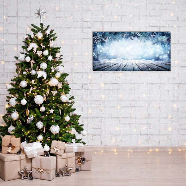 Image sur verre acrylique Arbre de Noël de neige d'hiver