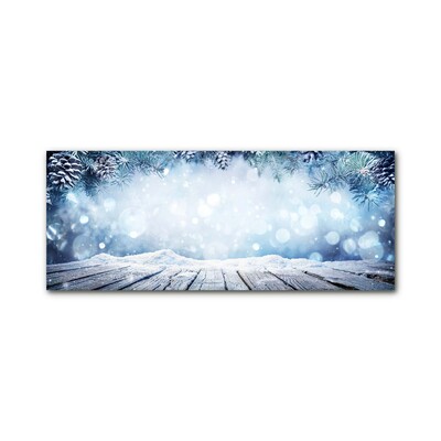 Image sur verre acrylique Arbre de Noël de neige d'hiver