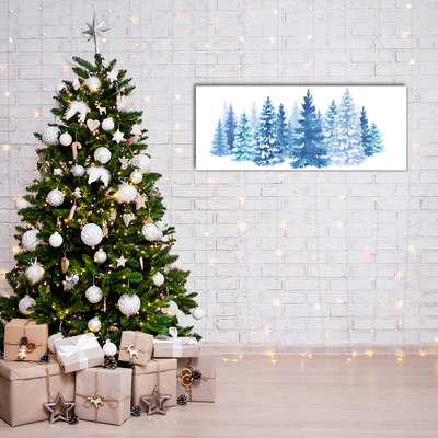 Image sur verre acrylique Les arbres de Noël de neige d'hiver