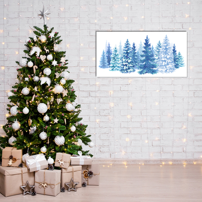 Image sur verre acrylique Les arbres de Noël de neige d'hiver