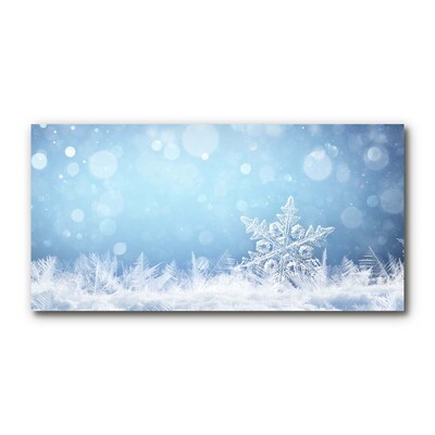 Image sur verre acrylique Les flocons de neige d'hiver de neige