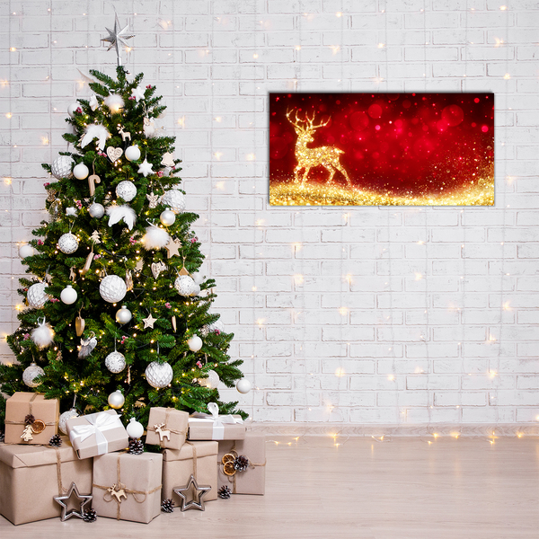 Image sur verre acrylique Or renne Décoration de Noël