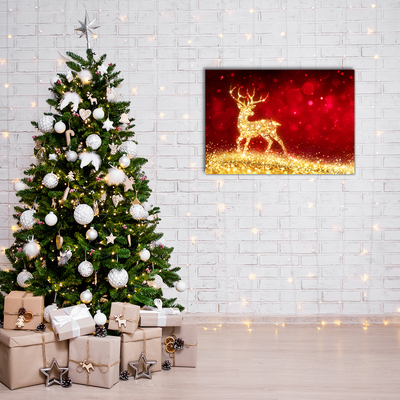 Image sur verre acrylique Or renne Décoration de Noël