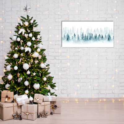 Image sur verre acrylique Forêt sapin de Noël de neige de Noël