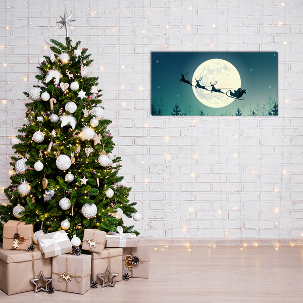 Tableaux sur verre acrylique Père Noël Sleigh de Noël
