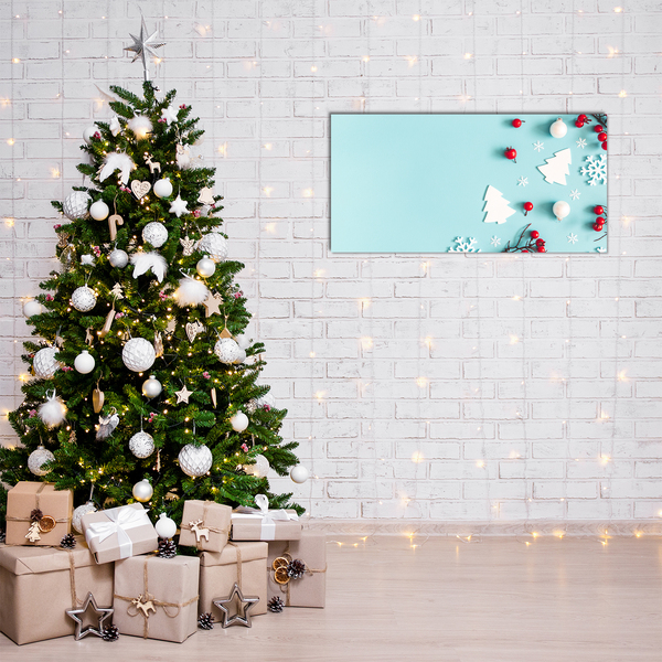 Image sur verre acrylique Ornements de Noël flocons de neige