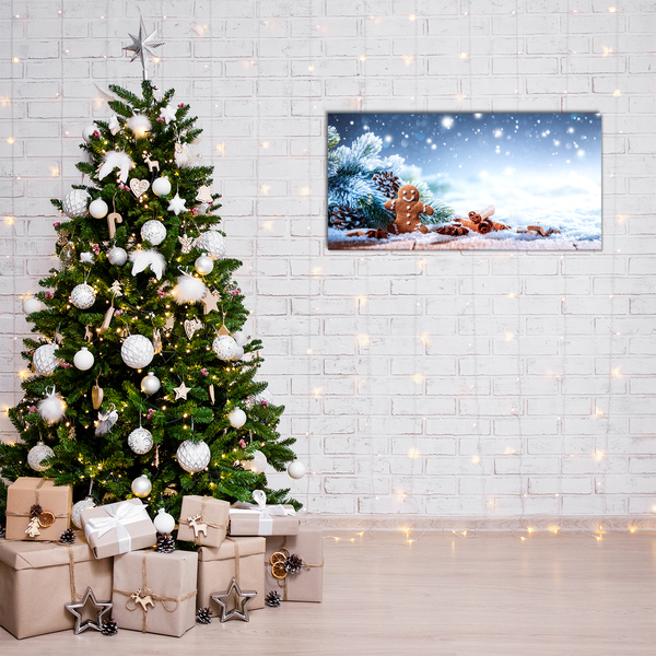 Tableaux sur verre acrylique Pain d'épice vacances de Noël Neige