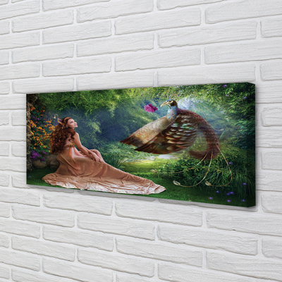 Tableaux sur toile canvas Femme forêt faisan