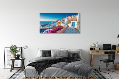 Tableaux sur toile canvas Bâtiments grèce fleurs de mer